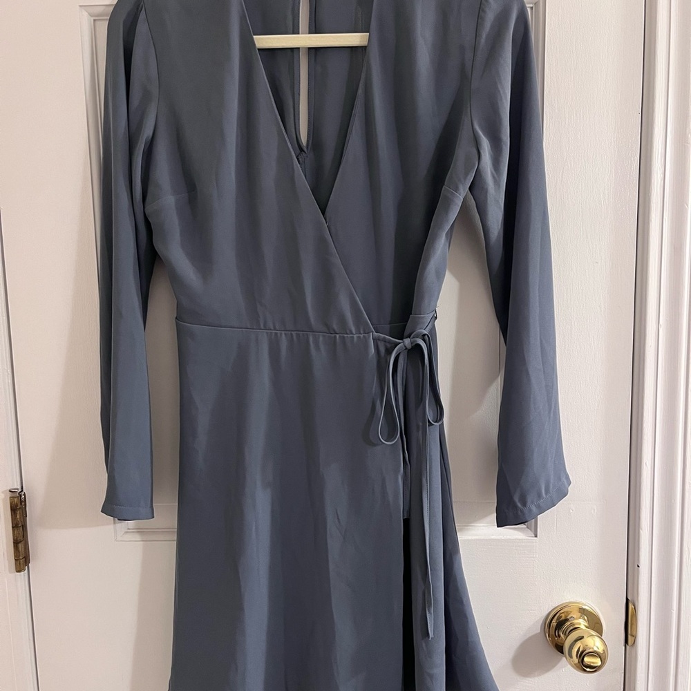 Elegant Green-Gray Wrap Dress by Lush